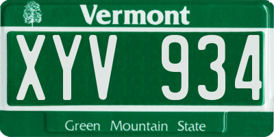 VT license plate XYV934