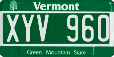 VT license plate XYV960