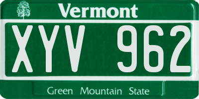 VT license plate XYV962