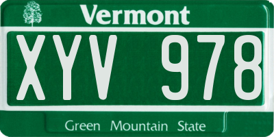 VT license plate XYV978