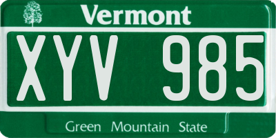 VT license plate XYV985