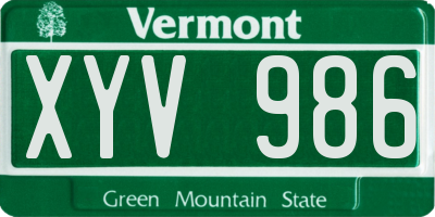 VT license plate XYV986