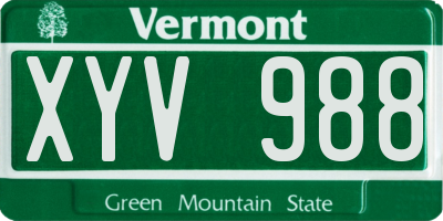 VT license plate XYV988