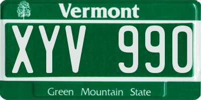 VT license plate XYV990