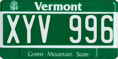 VT license plate XYV996