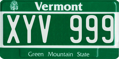 VT license plate XYV999