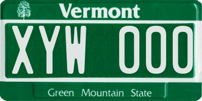 VT license plate XYW000
