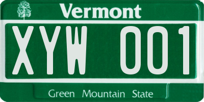 VT license plate XYW001