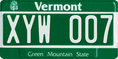 VT license plate XYW007