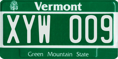 VT license plate XYW009