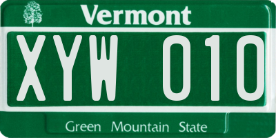 VT license plate XYW010