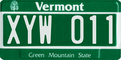 VT license plate XYW011