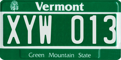 VT license plate XYW013