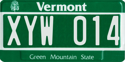 VT license plate XYW014