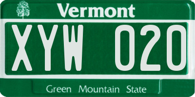 VT license plate XYW020