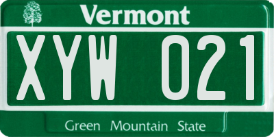 VT license plate XYW021