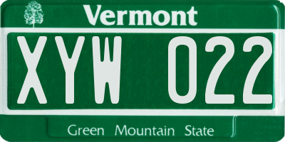 VT license plate XYW022