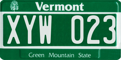 VT license plate XYW023