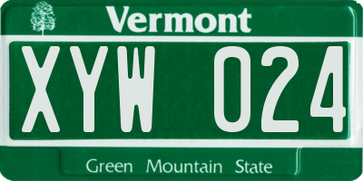 VT license plate XYW024