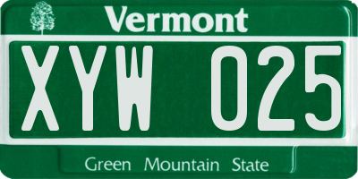 VT license plate XYW025