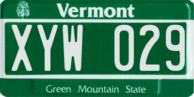 VT license plate XYW029