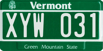 VT license plate XYW031