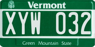 VT license plate XYW032