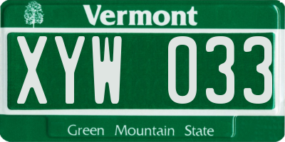 VT license plate XYW033
