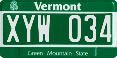 VT license plate XYW034