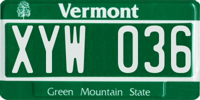 VT license plate XYW036