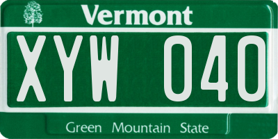 VT license plate XYW040