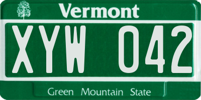 VT license plate XYW042