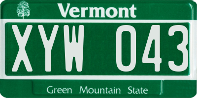 VT license plate XYW043