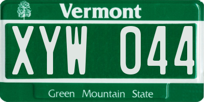 VT license plate XYW044