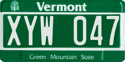 VT license plate XYW047