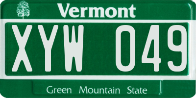 VT license plate XYW049