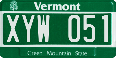 VT license plate XYW051