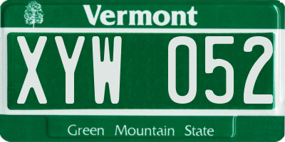 VT license plate XYW052