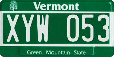 VT license plate XYW053