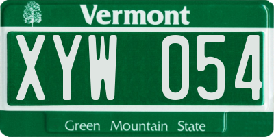VT license plate XYW054