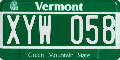 VT license plate XYW058