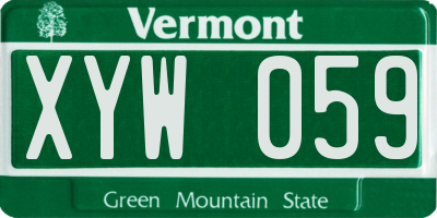 VT license plate XYW059
