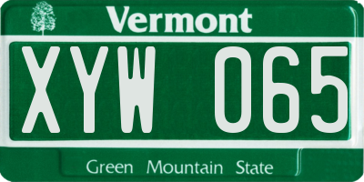 VT license plate XYW065