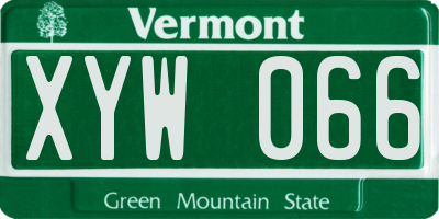 VT license plate XYW066