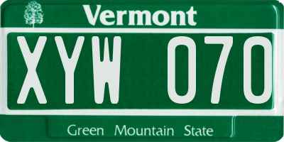 VT license plate XYW070