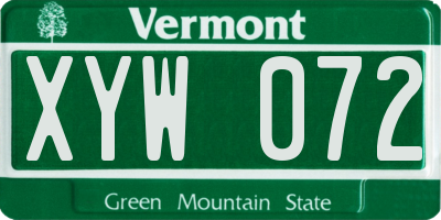 VT license plate XYW072
