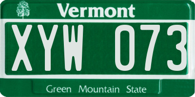 VT license plate XYW073