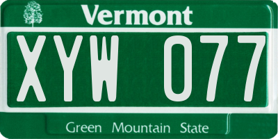 VT license plate XYW077