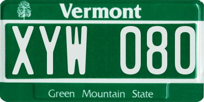 VT license plate XYW080