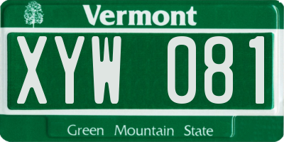VT license plate XYW081